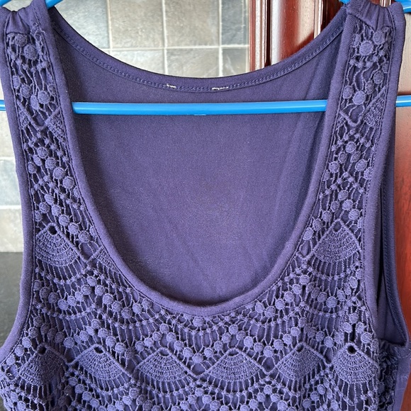 VINTAGE BOHO purple crocheted front top sleeveless size small - Picture 3 of 8